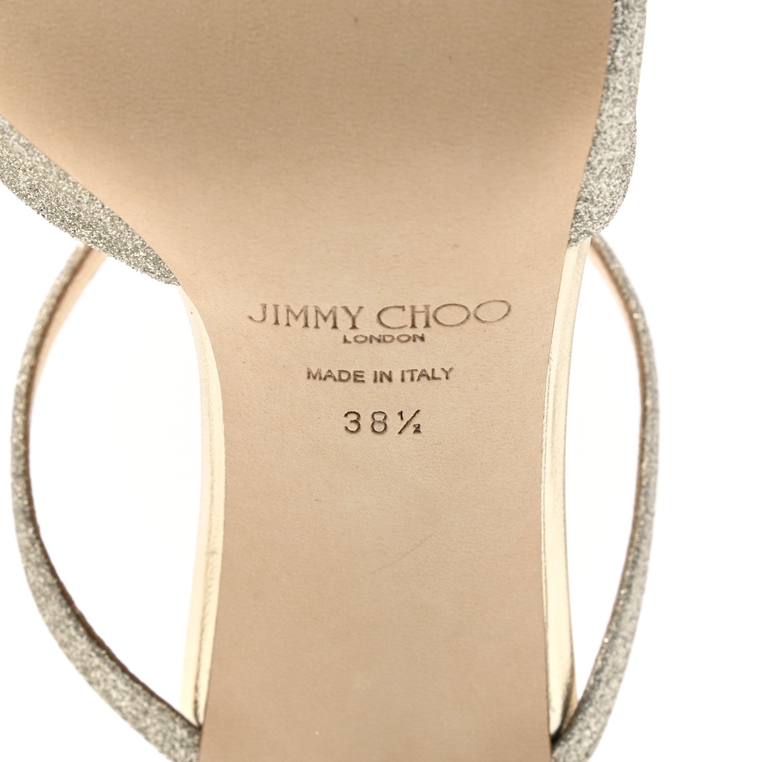 Jimmy Choo Dusty Glitter Anise 75 Sandals 38.5 Platinum Ice 6 of 8