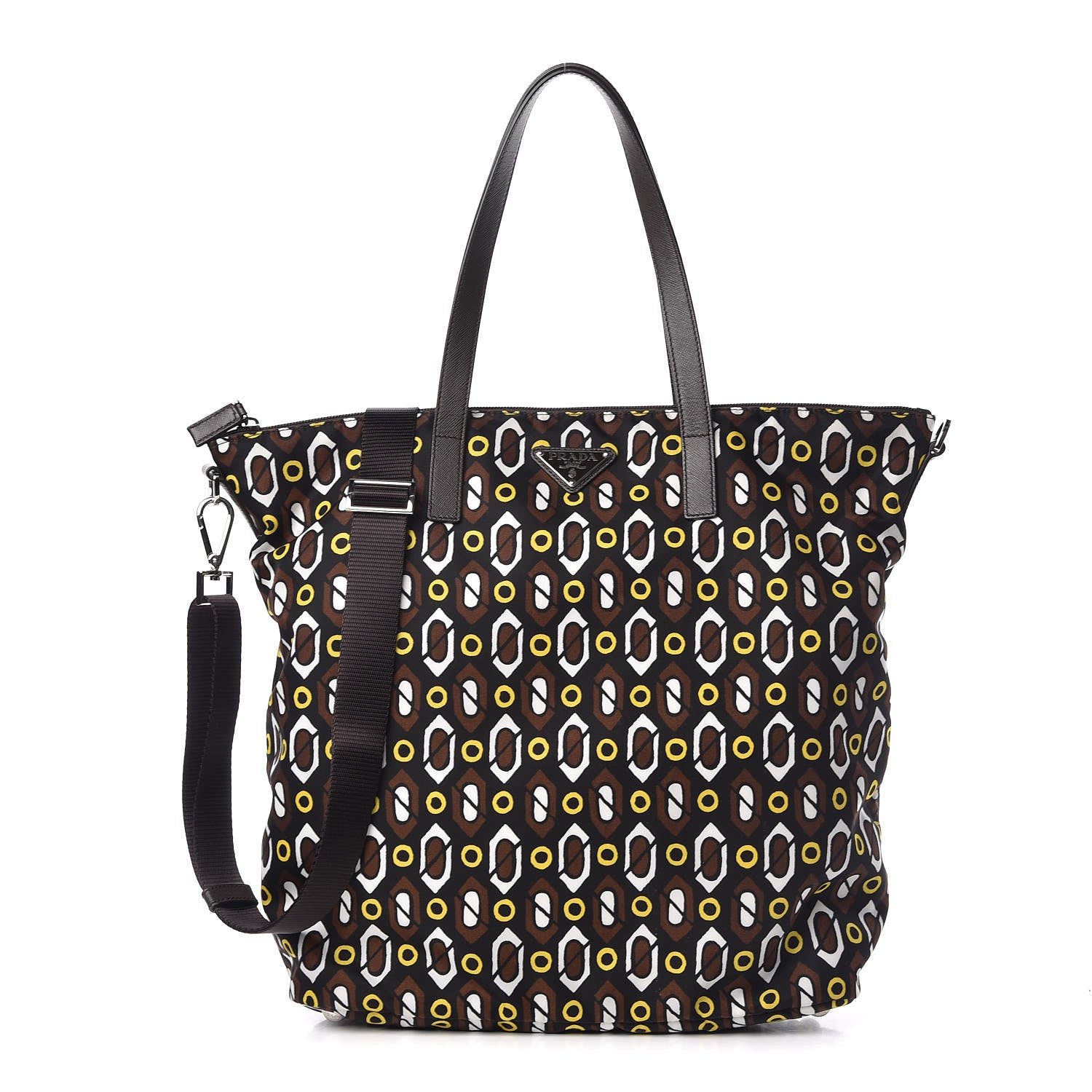 Prada Tessuto Stampato Nylon Saffiano Print Tote Cacao 1 of 10