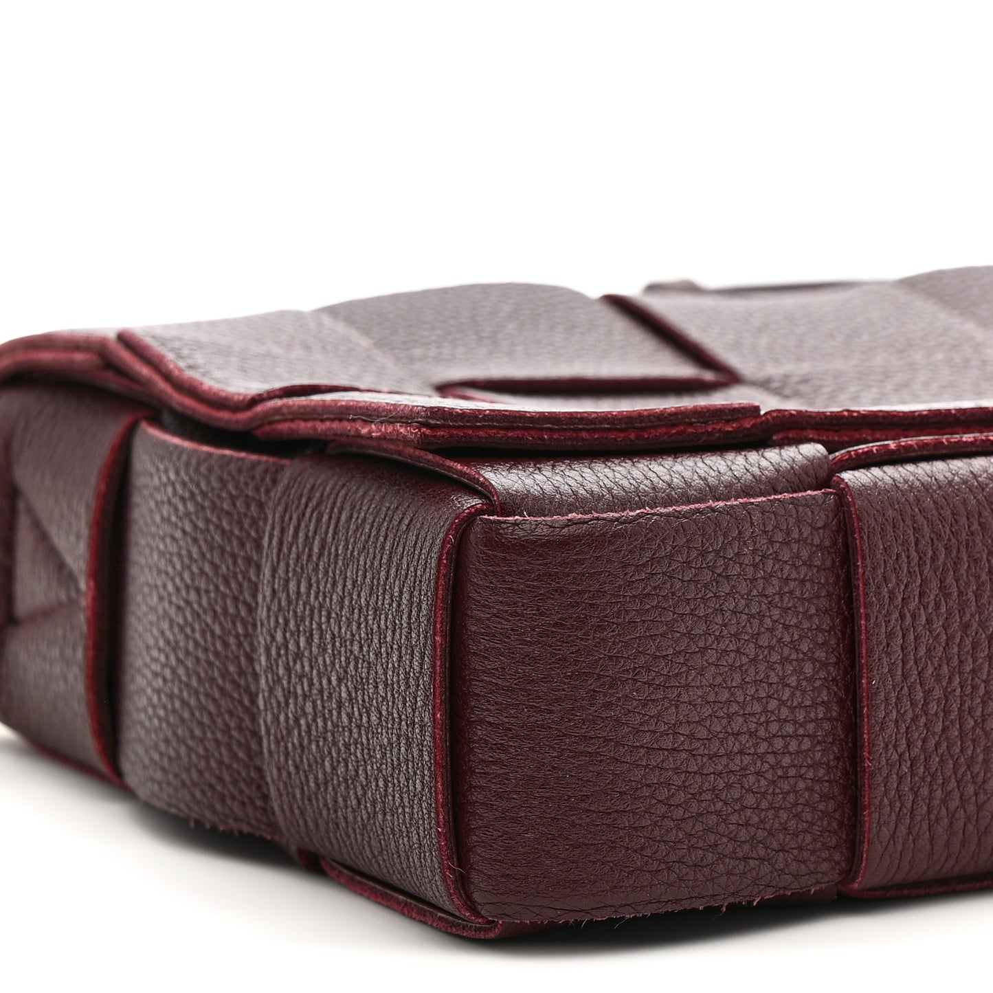 Grained Calfskin Maxi Intrecciato Cassette Crossbody Bag Bordeaux
