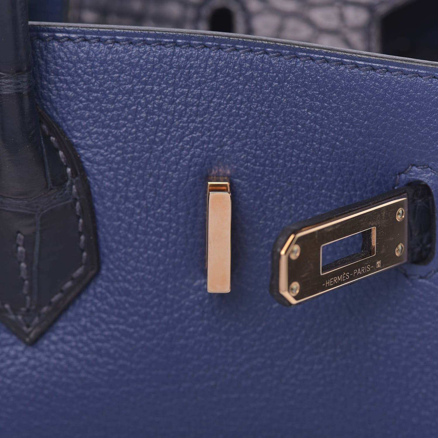Hermes Taurillon Novillo Matte Alligator Birkin Touch 25 Bleu Saphir Marine 28 of 38