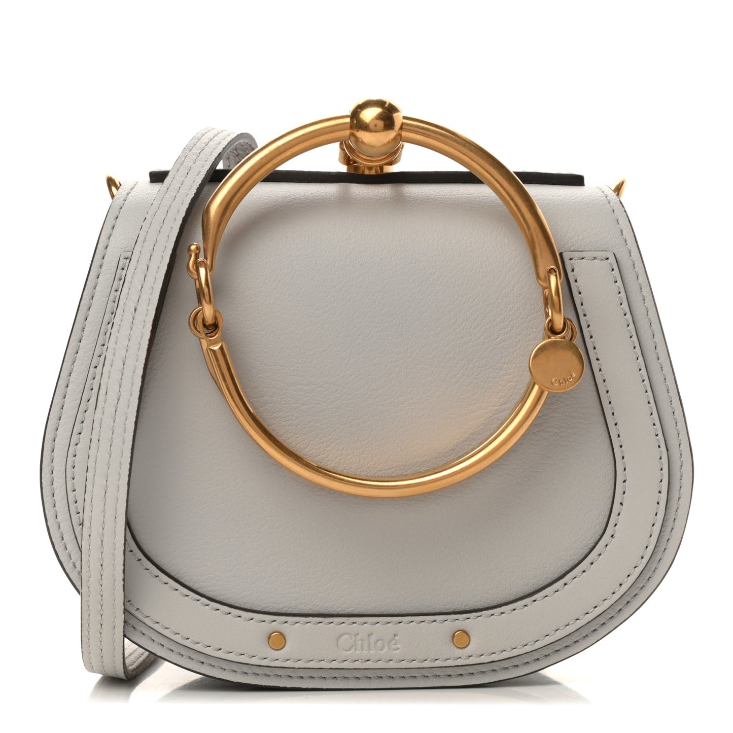 Calfskin Suede Small Nile Bracelet Bag Airy Grey