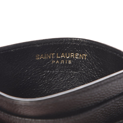 Saint Laurent Grain De Poudre Matelasse Chevron Monogram Credit Card Case Black 6 of 8