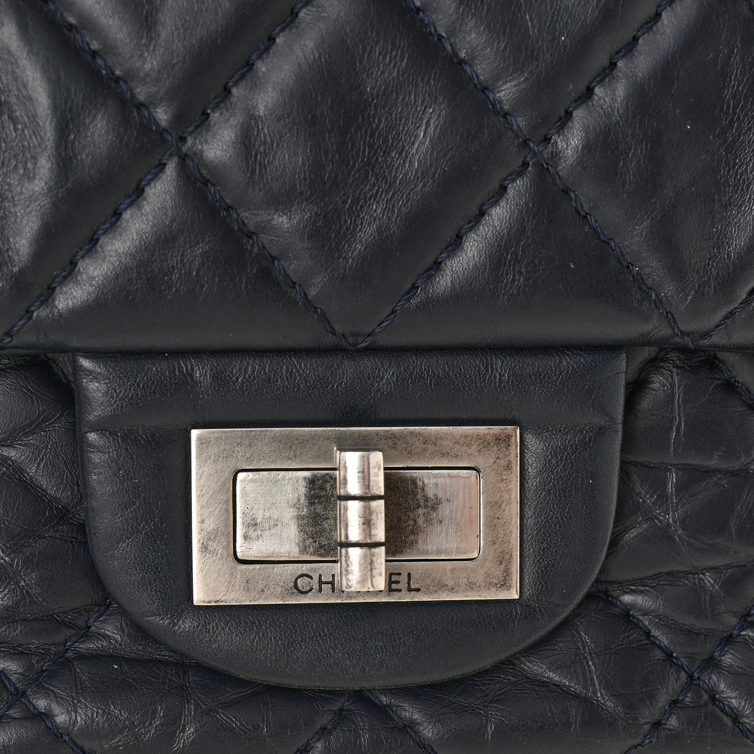 Chanel Aged Calfskin Quilted 2.55 Reissue 227 Flap Dark Blue 11 of 15