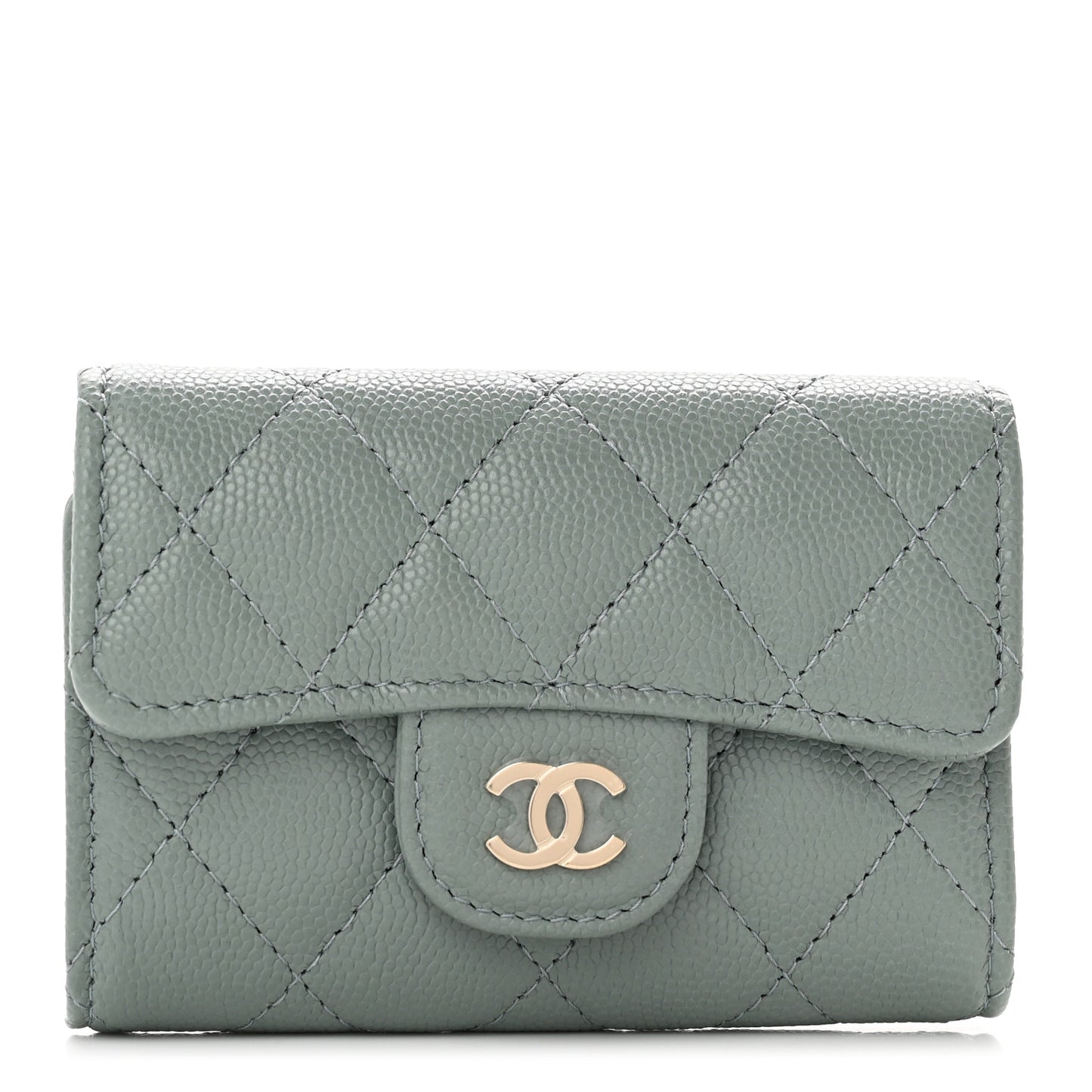 Caviar Quilted Classic 4 Key Holder Wallet Light Green