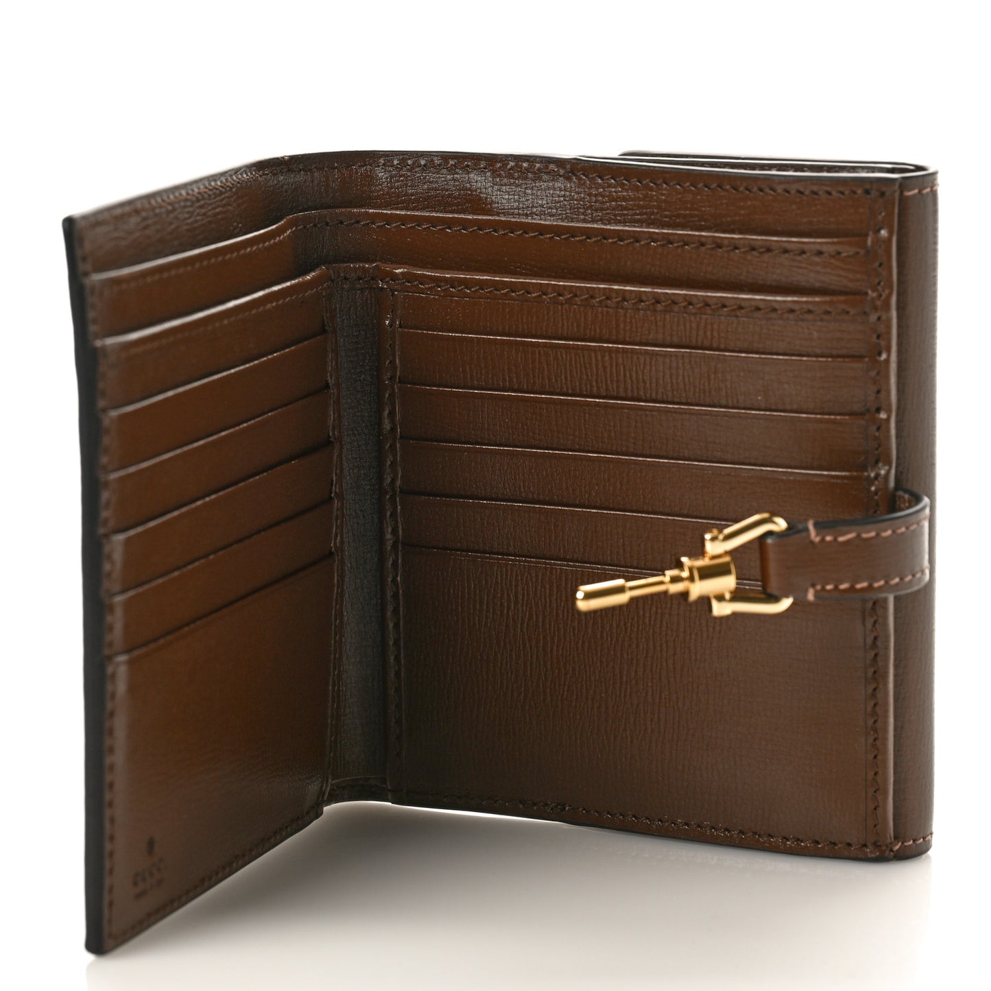 GG Supreme Monogram Textured Calfskin Web Jackie 1961 French Flap Wallet Beige Ebony Brown Sugar