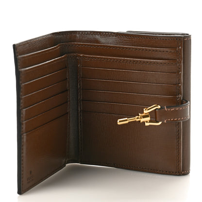 Gucci GG Supreme Monogram Textured Calfskin Web Jackie 1961 French Flap Wallet Beige Ebony Brown Sugar 5 of 9