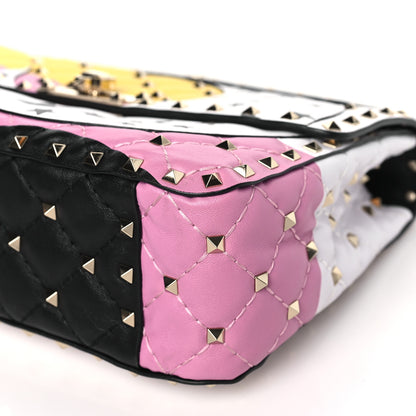 Valentino Garavani Lambskin Medium Moon And Stars Rockstud Spike Shoulder Bag White Yellow Pink 9 of 9