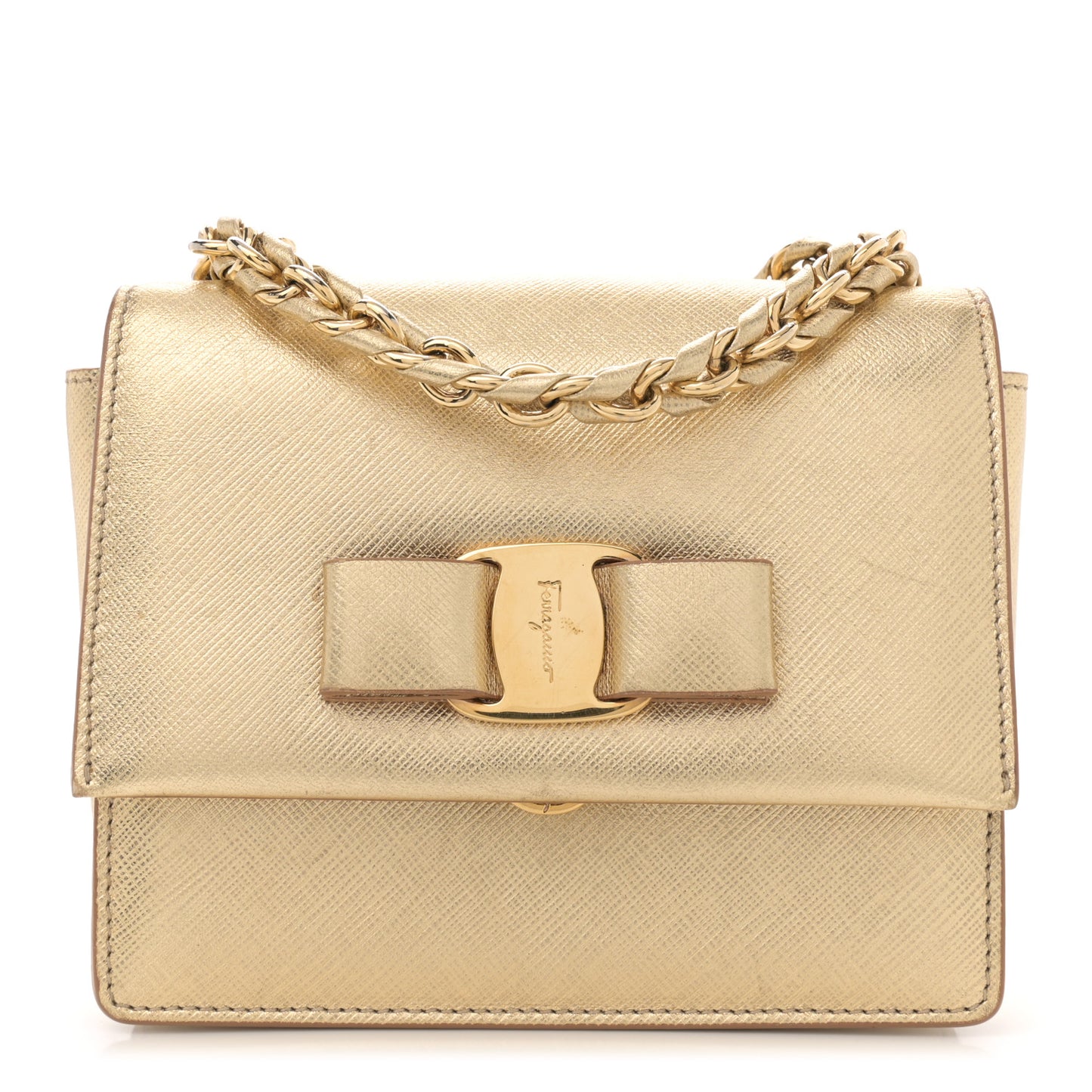 Printed Calfskin Ginny Crossbody Bag Gold