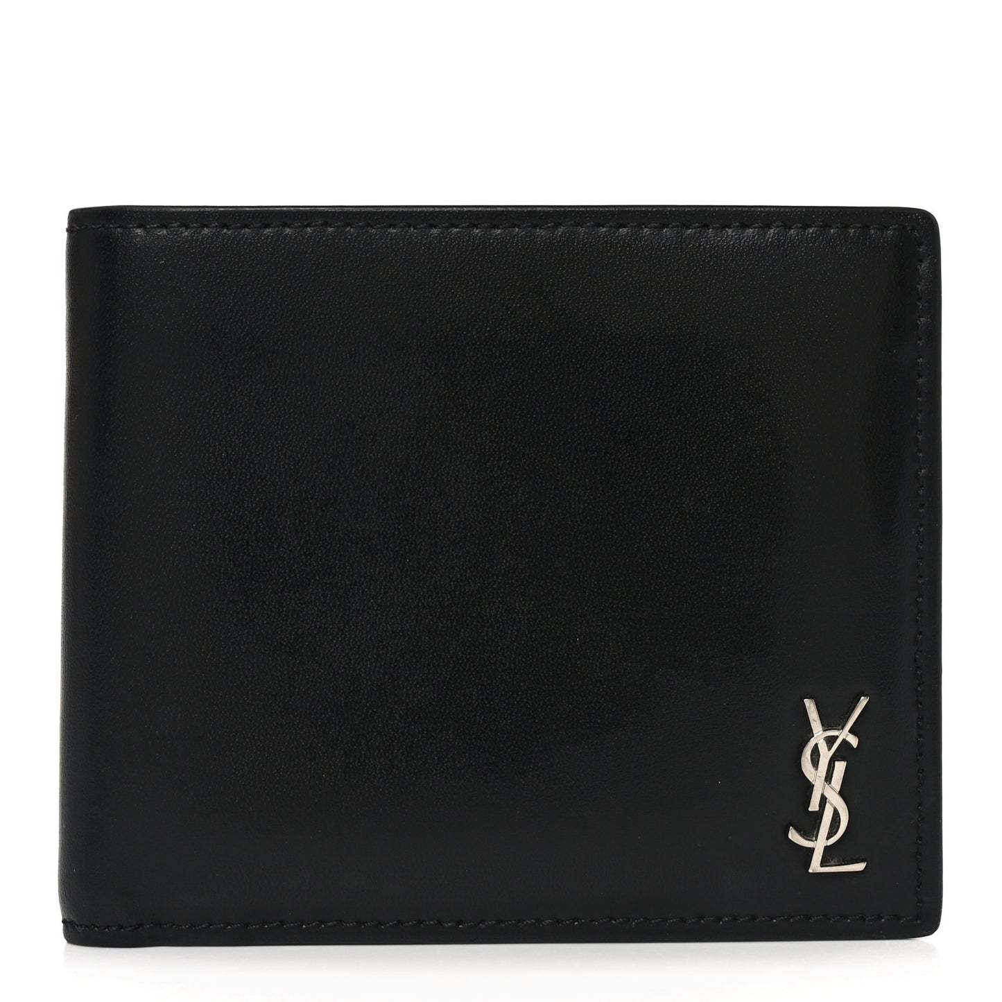 Matte Calfskin Tiny Cassandre East West Wallet Black