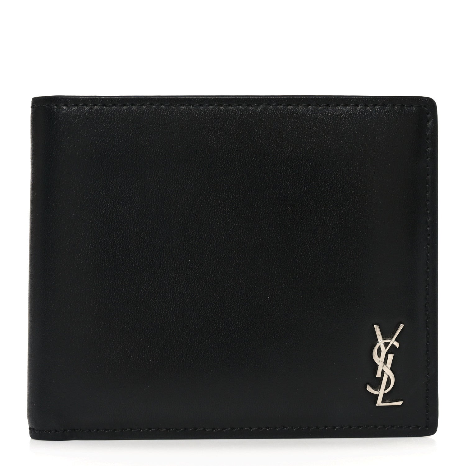 Saint Laurent Matte Calfskin Tiny Cassandre East West Wallet Black 1 of 6