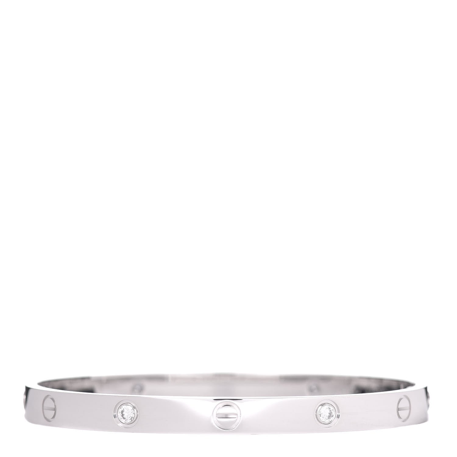 Cartier 18K White Gold 4 Diamond LOVE Bracelet 19 3 of 5