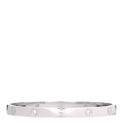 Cartier 18K White Gold 4 Diamond LOVE Bracelet 19 3 of 5