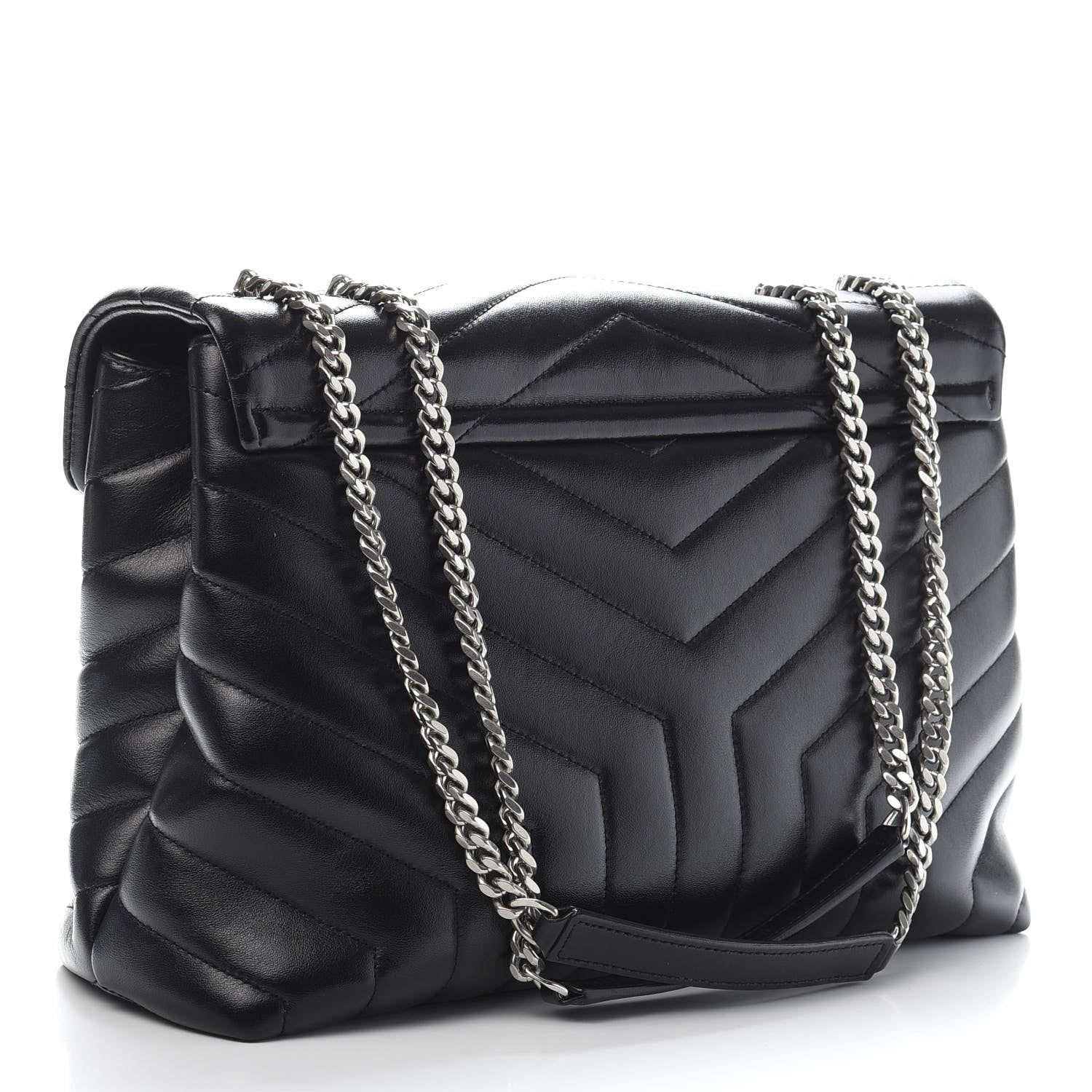 Saint Laurent Calfskin Y Quilted Monogram Medium Loulou Chain Satchel Black 3 of 13