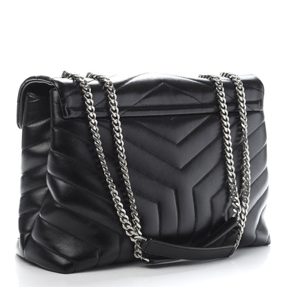 Saint Laurent Calfskin Y Quilted Monogram Medium Loulou Chain Satchel Black 3 of 13