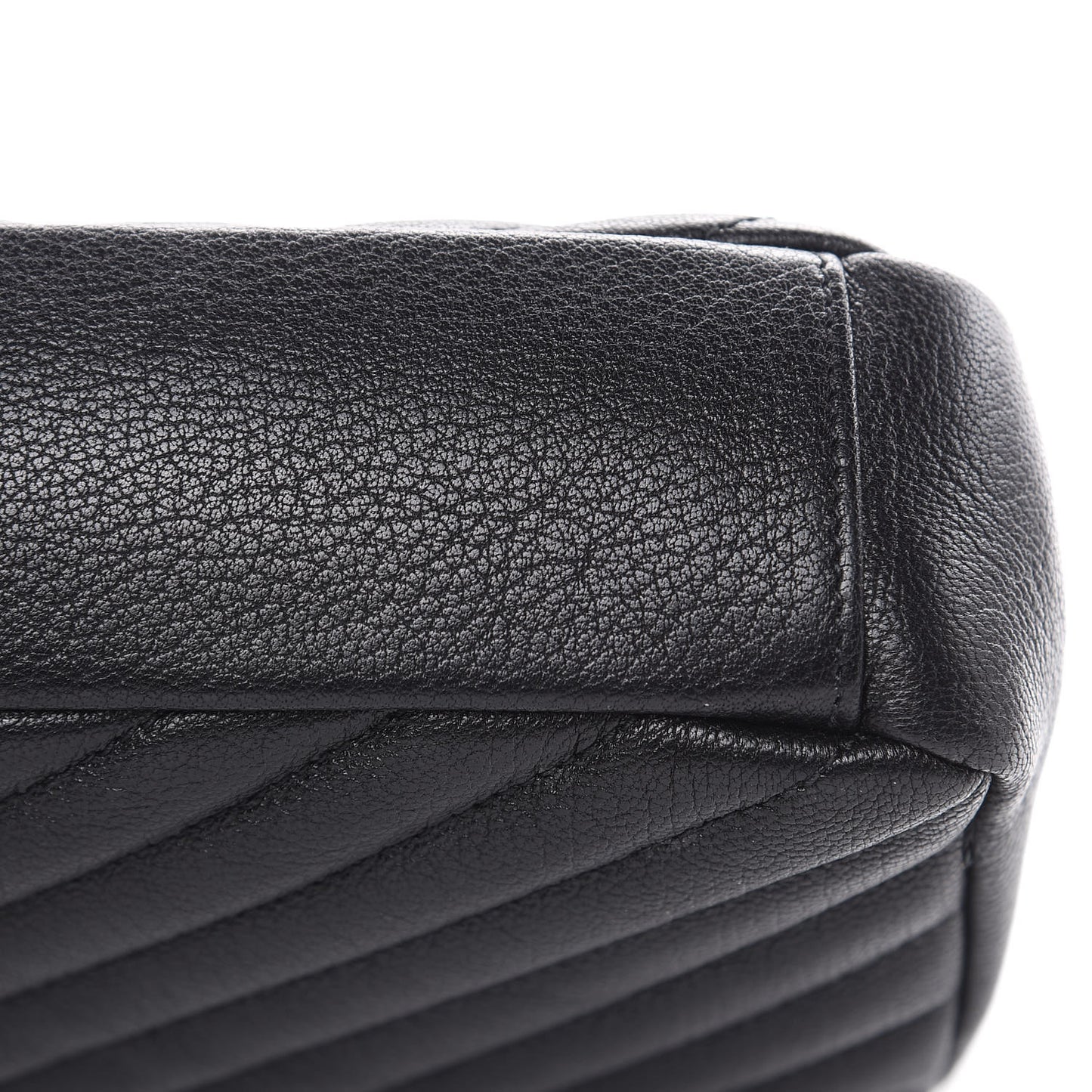 Sheepskin Matelasse Chevron Monogram Medium College Bag Black