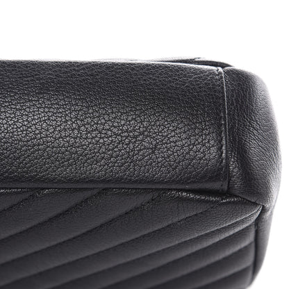 Saint Laurent Sheepskin Matelasse Chevron Monogram Medium College Bag Black 10 of 11