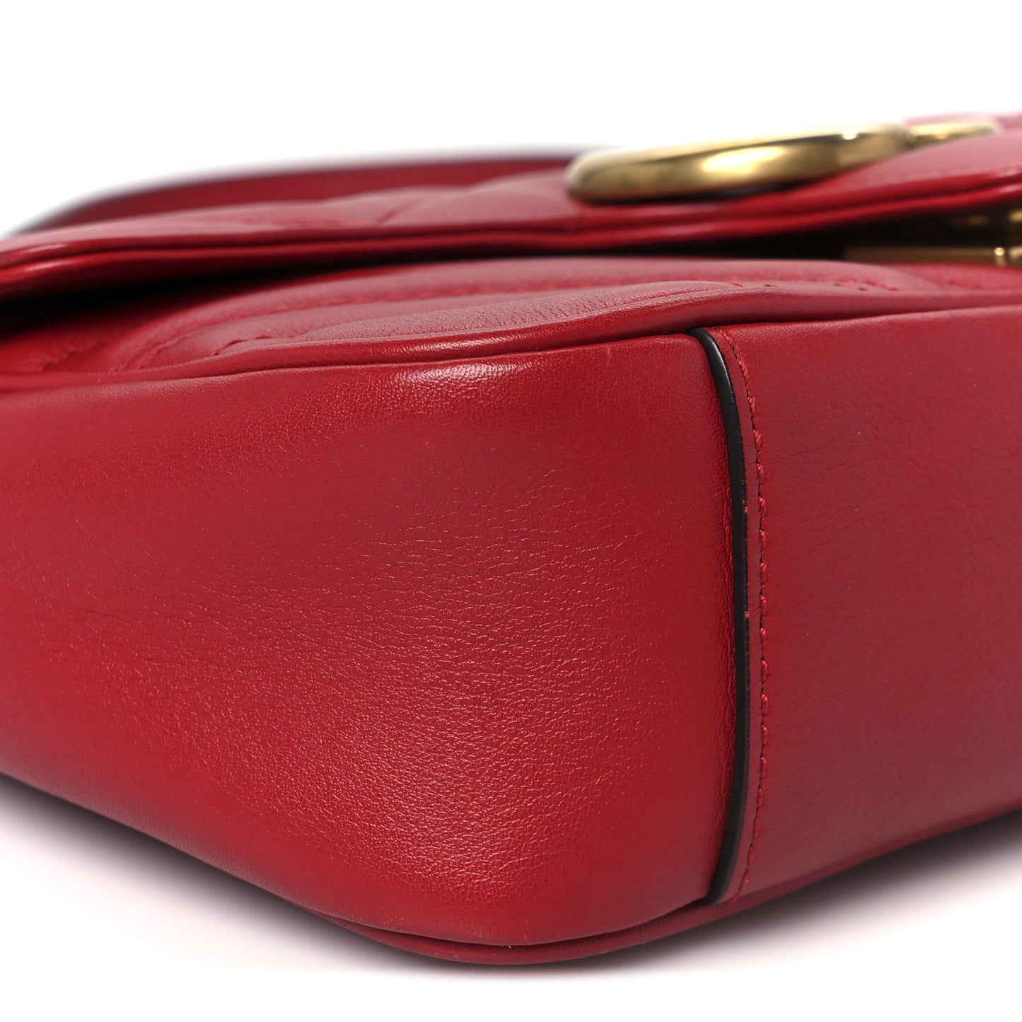 Calfskin Matelasse Mini GG Marmont Shoulder Bag Hibiscus Red