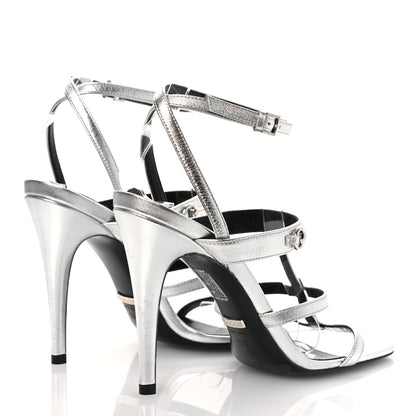 Gucci Nappa Silk High Heel Sandals 37.5 Argento 5 of 10