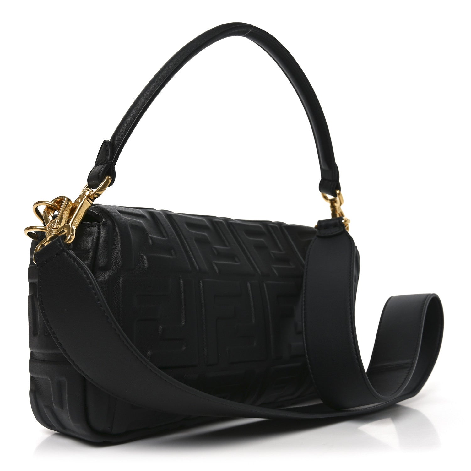 Fendi Nappa FF 1974 Embossed Baguette Black 3 of 10