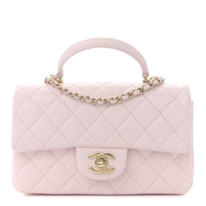 Chanel Lambskin Quilted Mini Top Handle Rectangular Flap Light Pink 1 of 14