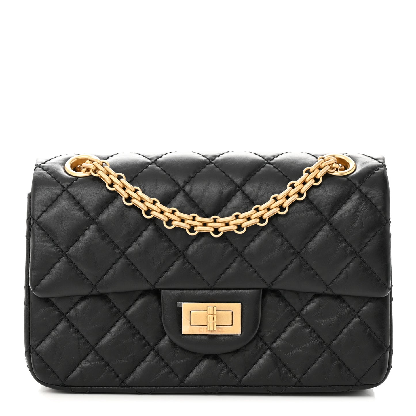 Aged Calfskin Quilted 2.55 Reissue Mini Flap Black