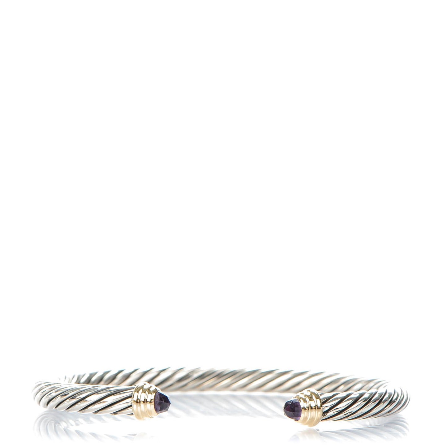 Sterling Silver 14K Yellow Gold Amethyst 5mm Cable Classics Petite Color Bracelet