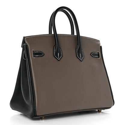 Hermes Epsom Horseshoe Birkin 25 Etoupe Black 2 of 12