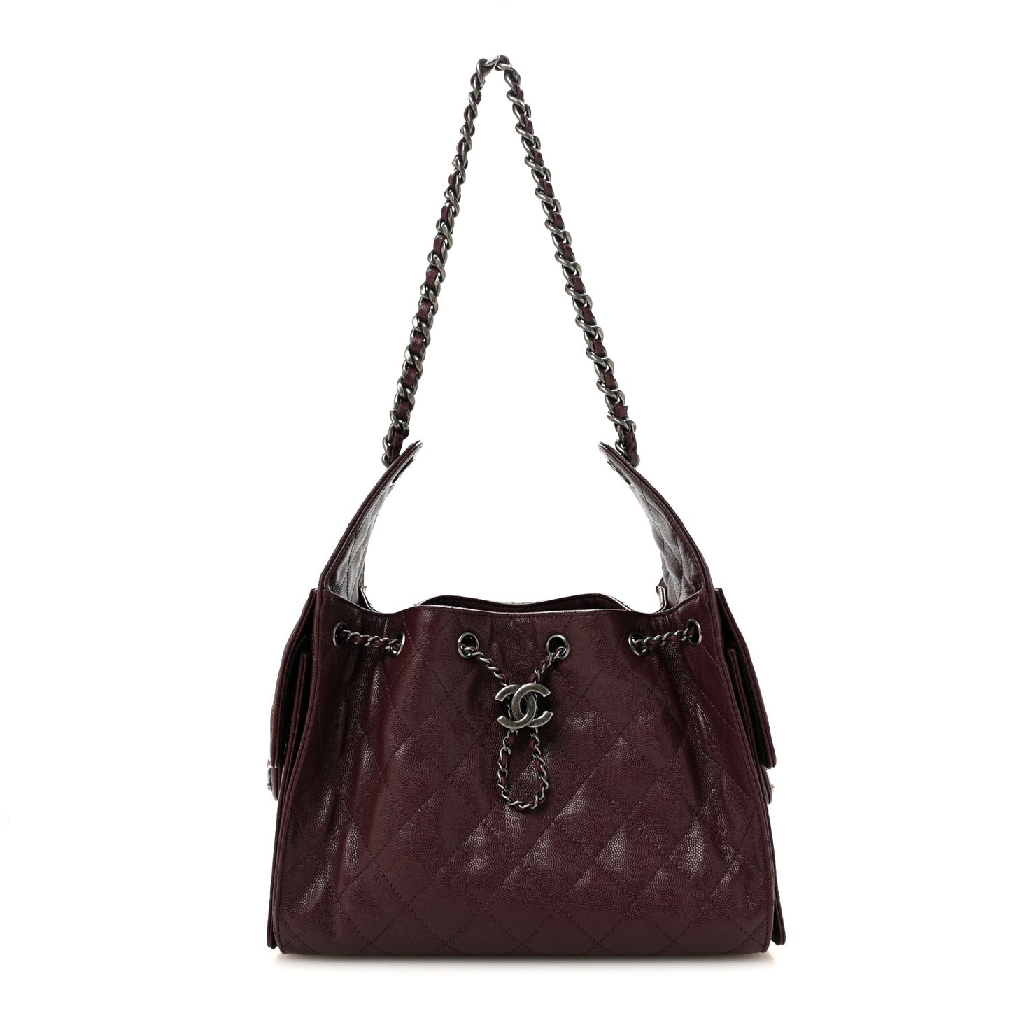 Caviar Quilted Small Chanel 25 Handbag Dark Burgundy