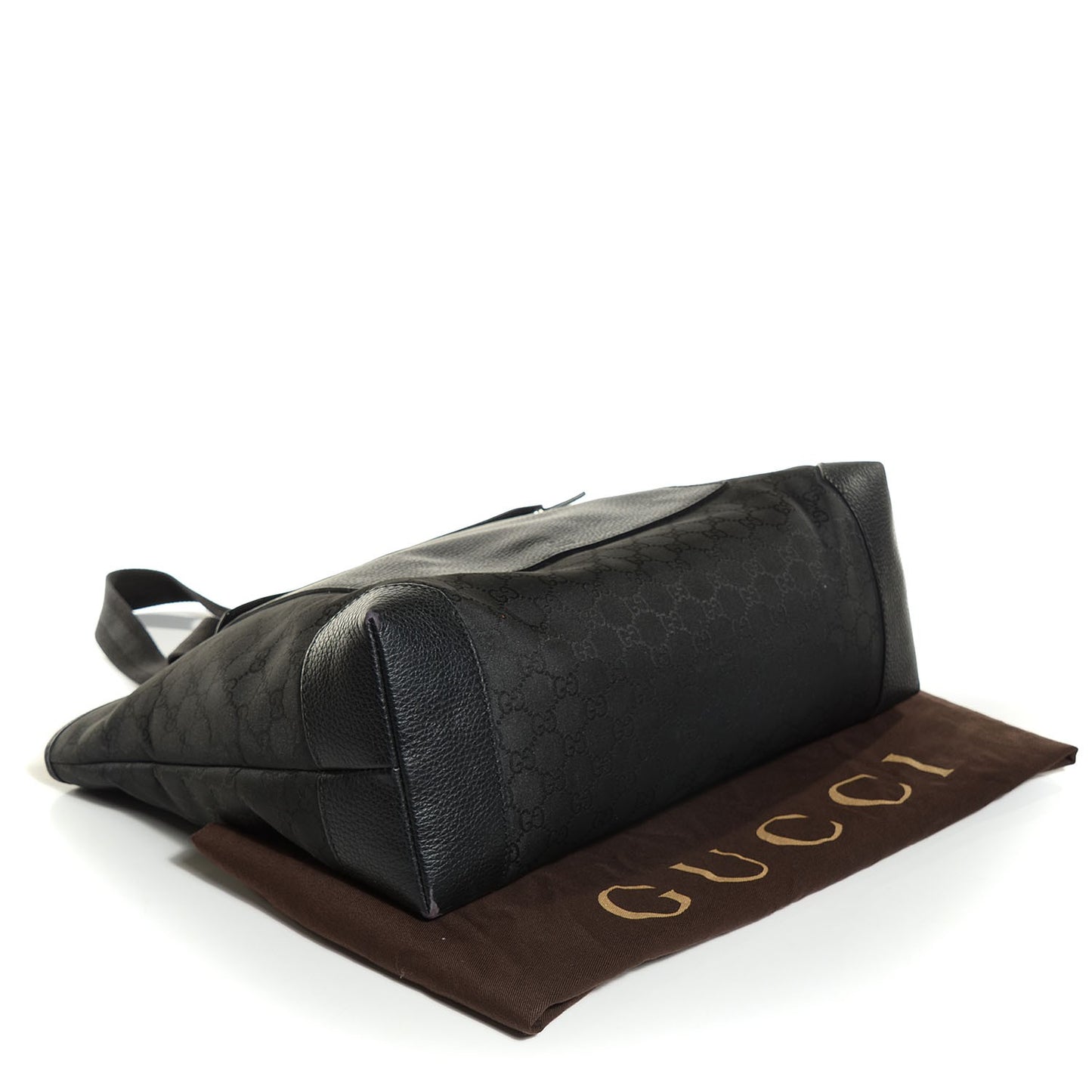 Nylon Calfskin Large Tote Black