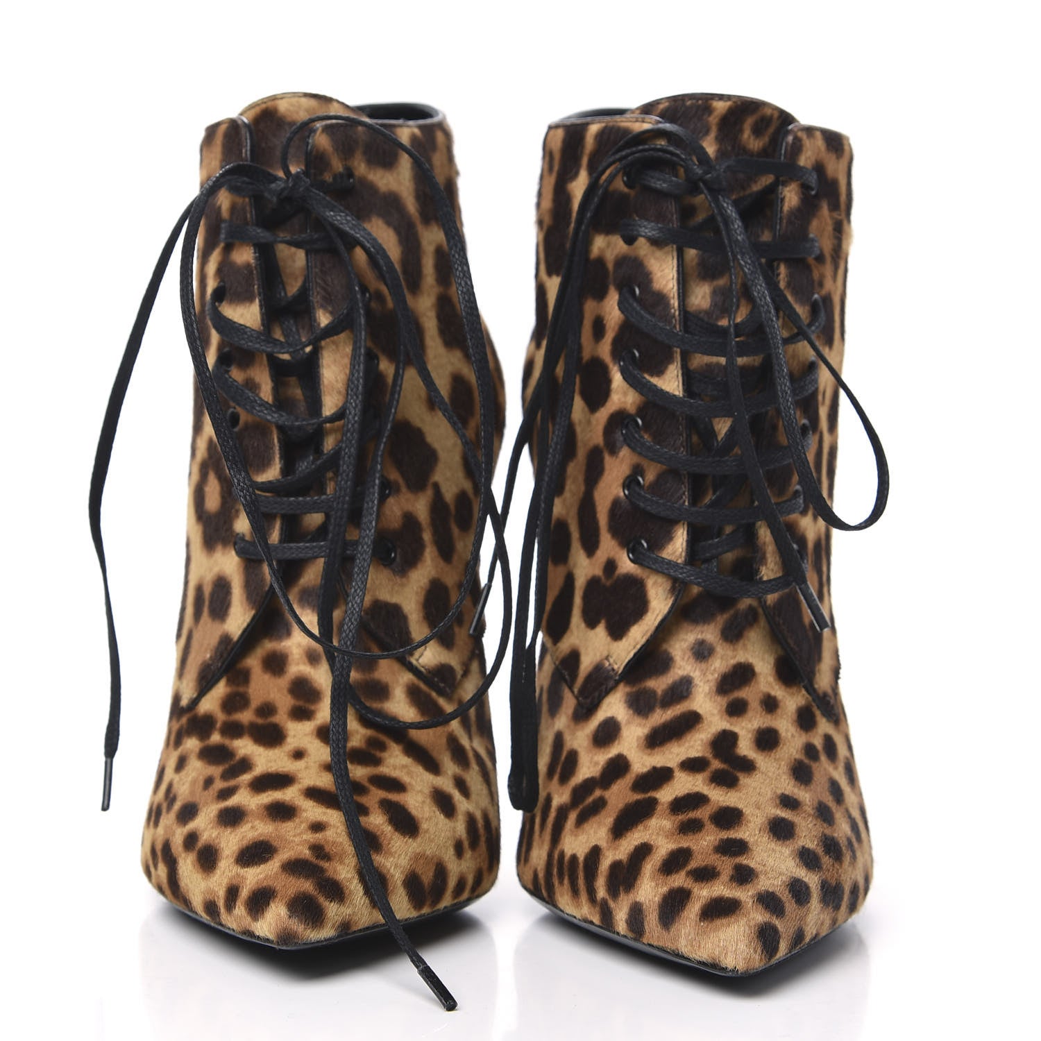 Saint Laurent Calf Hair Chad Pony Lace Up Ankle Boots 38.5 2 of 6