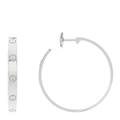 Cartier 18K White Gold Large LOVE Hoop Earrings 1 of 5