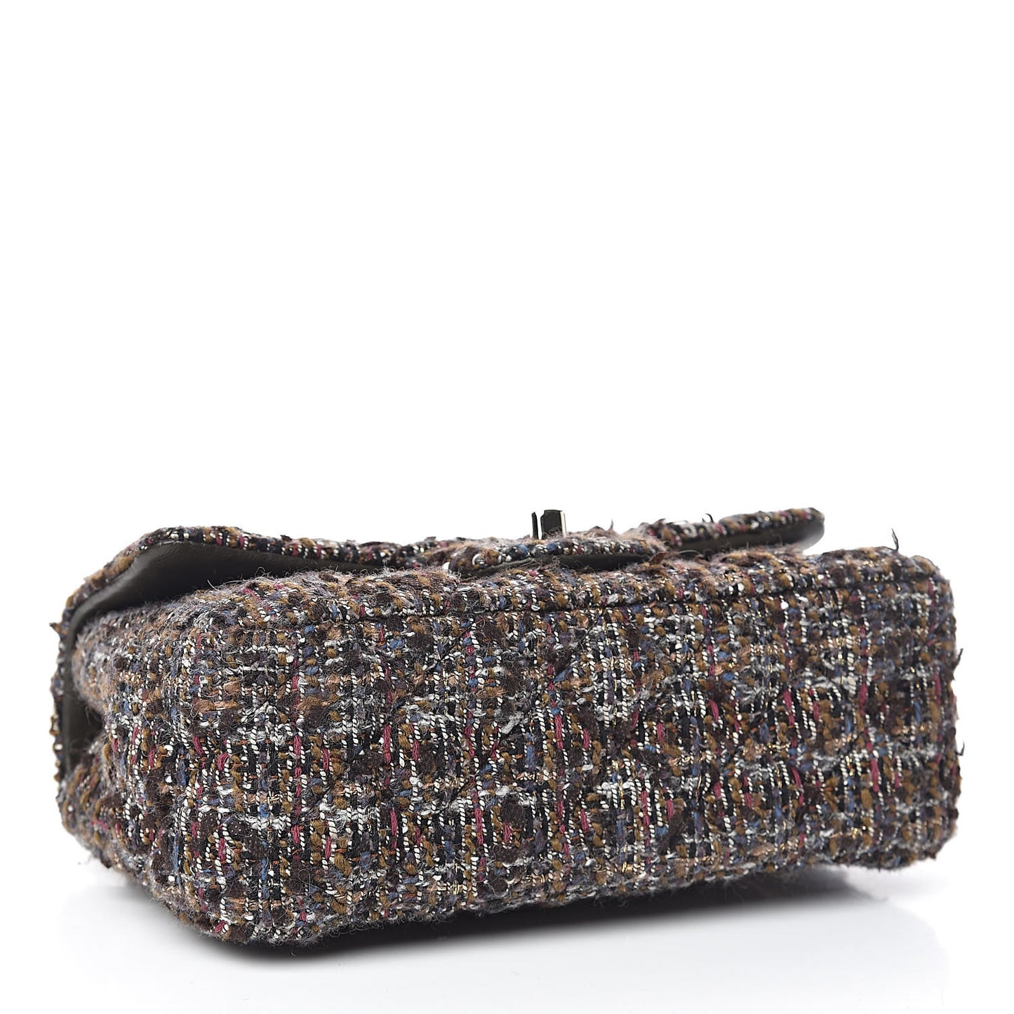 Tweed Quilted Mini Rectangular Flap Beige