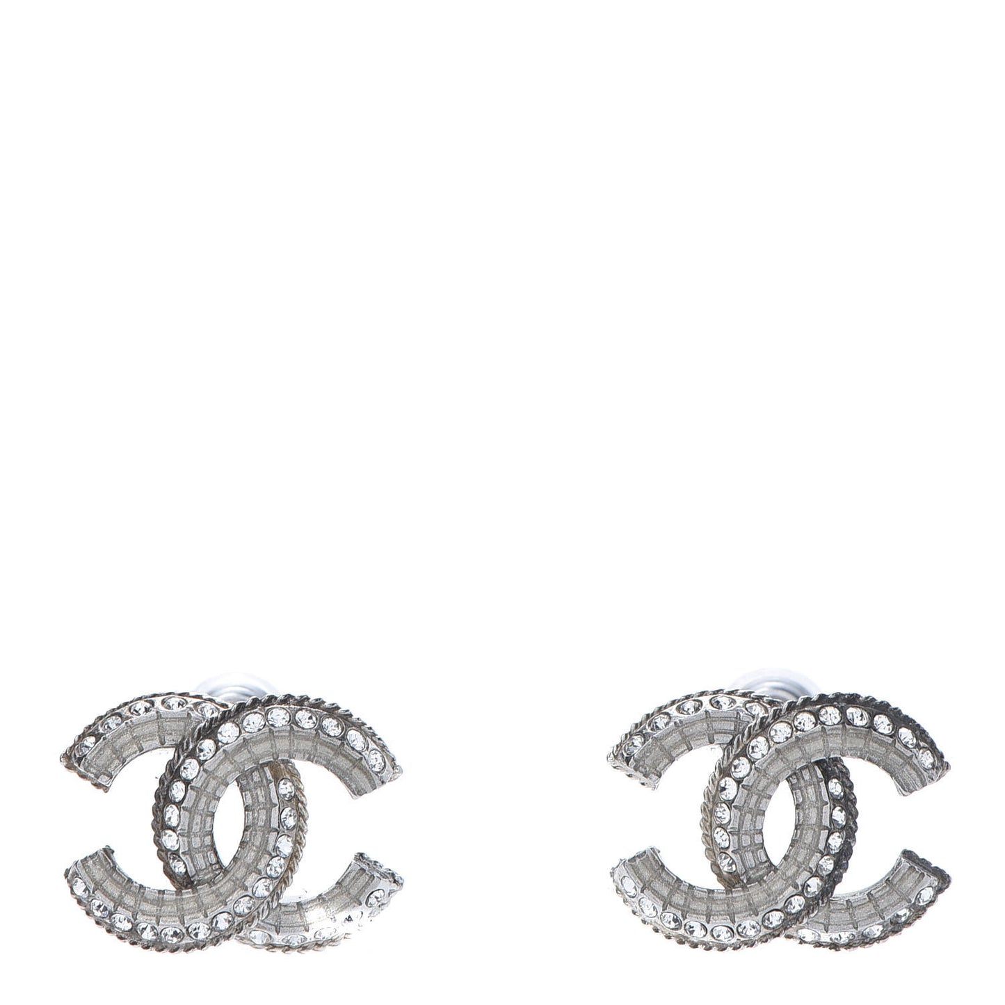 Baguette Crystal CC Earrings Silver