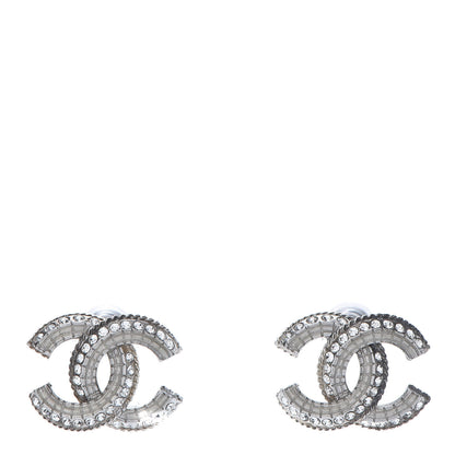 Chanel Baguette Crystal CC Earrings Silver 1 of 6
