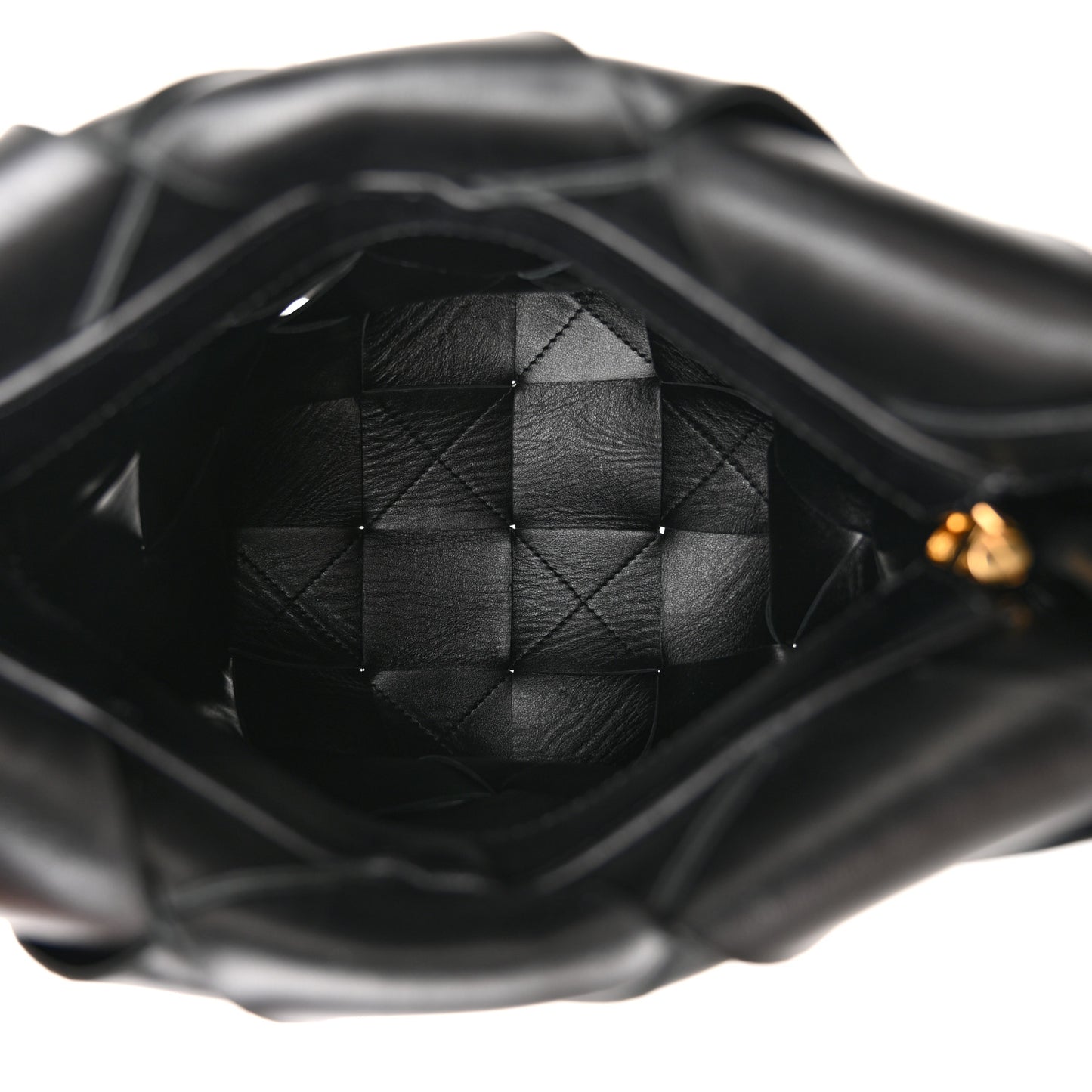 Nappa Maxi Intrecciato Clasp Bucket Bag Black