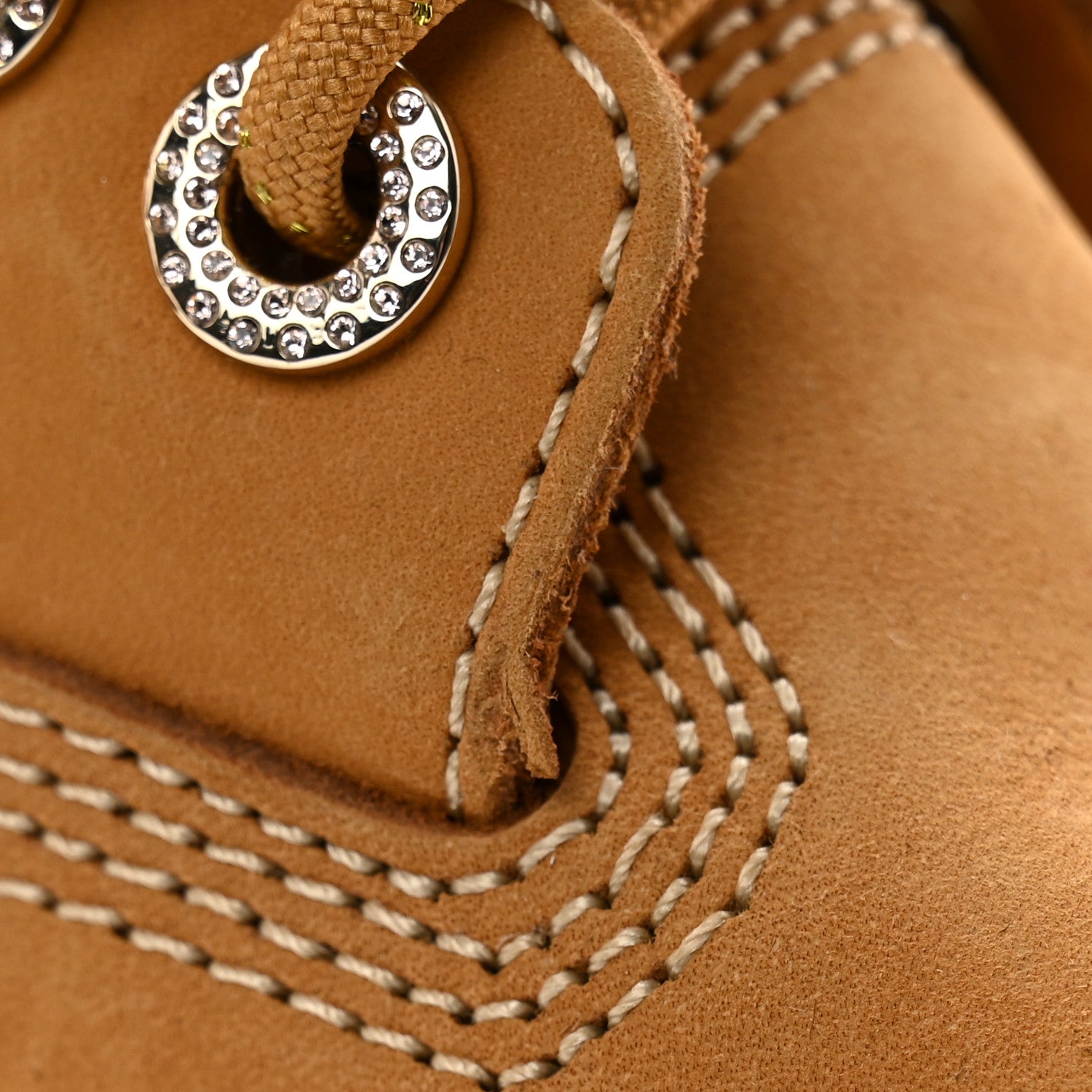 Jimmy Choo X TIMBERLAND Nubuck Swarovski Crystal Womens Ankle Boots 5.5 Wheat 9 of 9