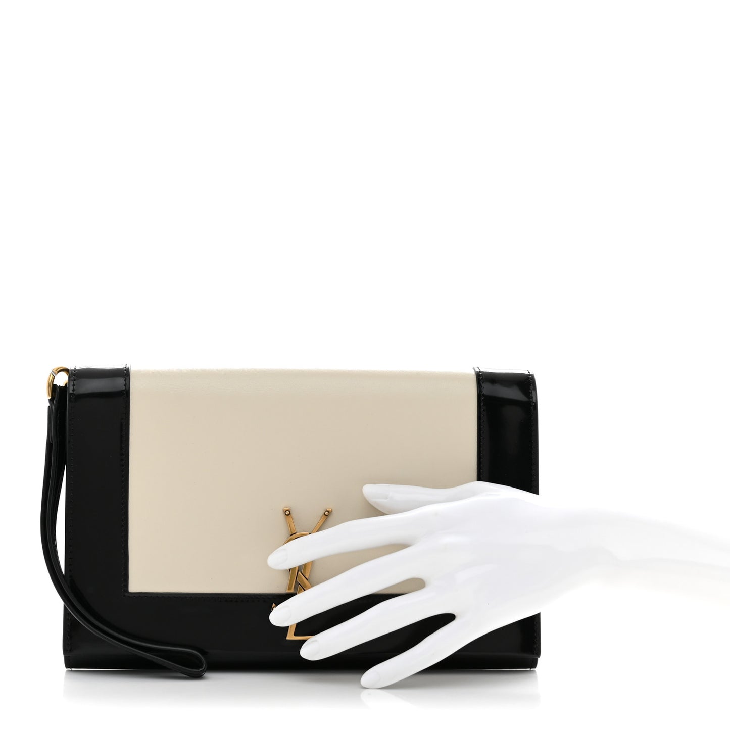 Nappa Patent Calfskin Two-Toned Monogram Pouch Alabastro Black