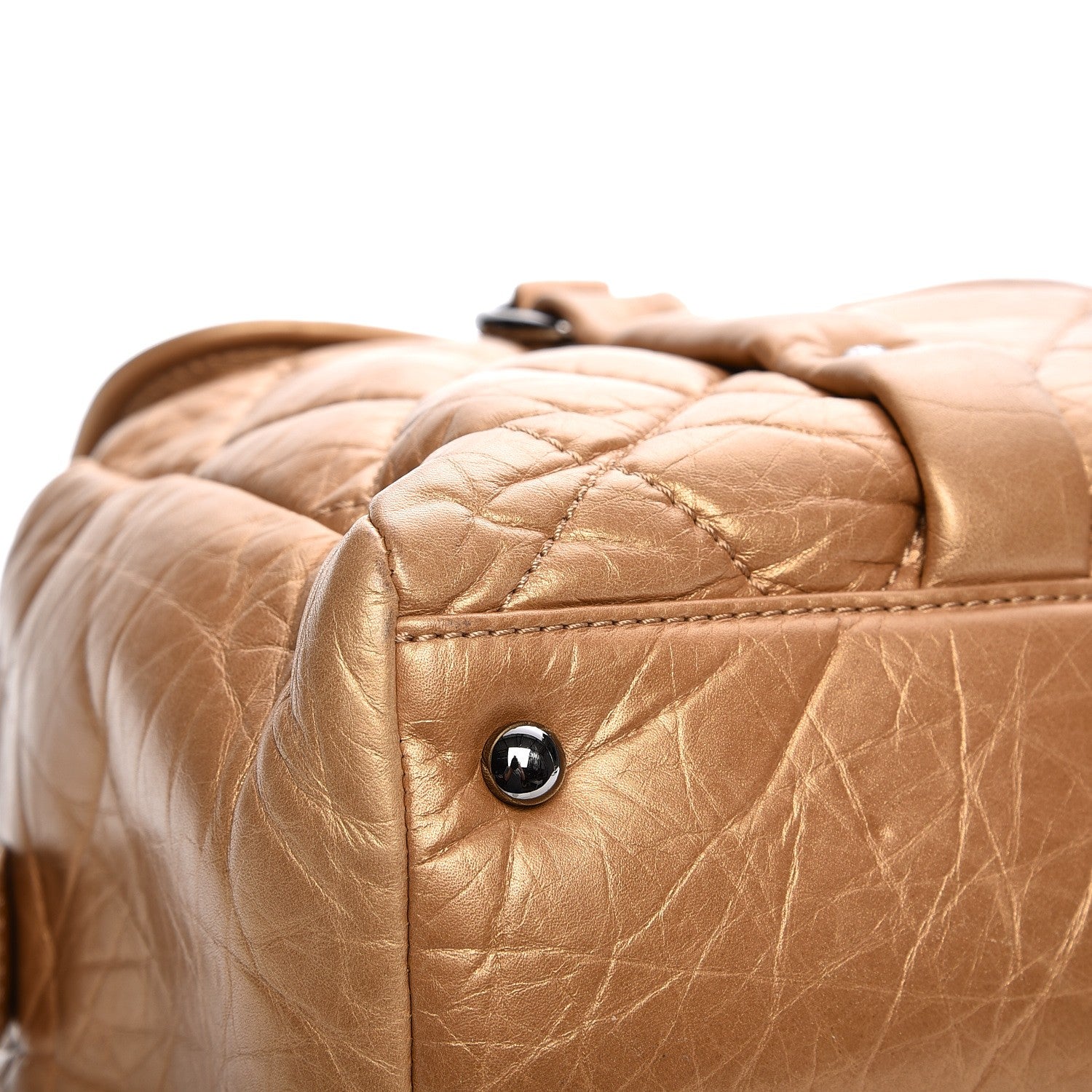 Chanel Distressed Lambskin Quilted Lady Braid Flap Tote Gold 8 of 9