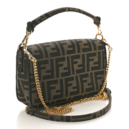 Fendi Fabric Jacquard FF 1974 Mini Baguette Tobacco Moro Black 3 of 10