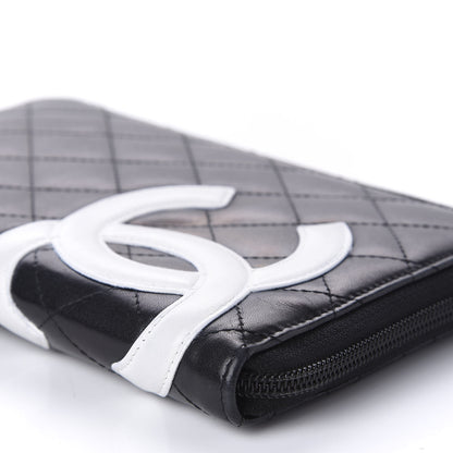 Chanel Calfskin Cambon Zip Around Organizer Wallet Black White 15 of 17