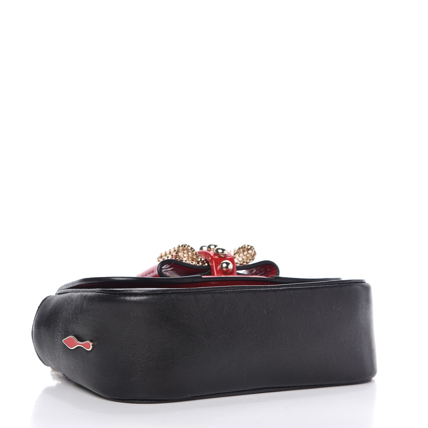 Calfskin Heart Sweety Charity Crossbody Bag Black Red