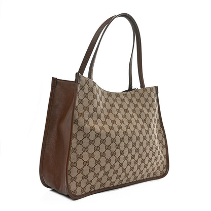 Gucci Monogram New Sakai Calfskin Lux Horsebit 1955 Tote Bag Beige Ebony Brown Sugar 3 of 10