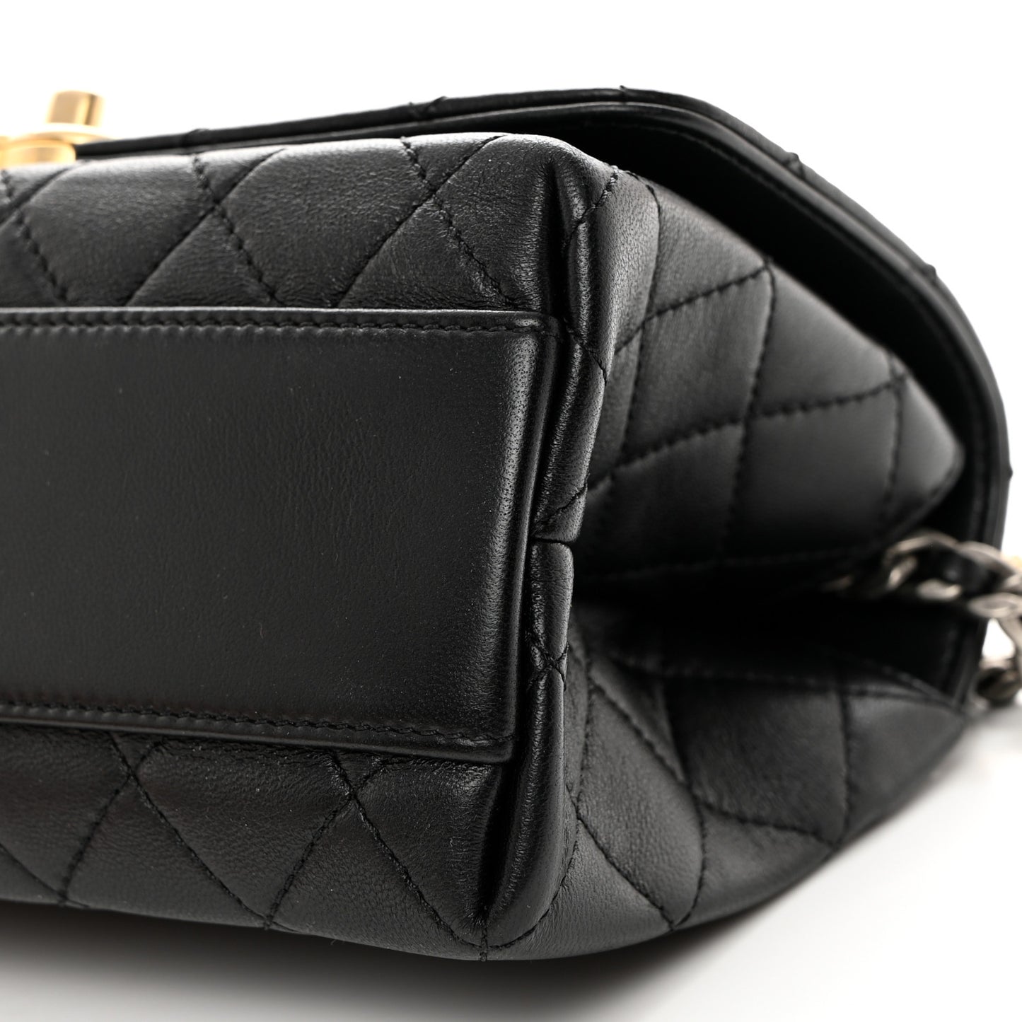 Lambskin Quilted La Parisienne Top Handle Flap Black