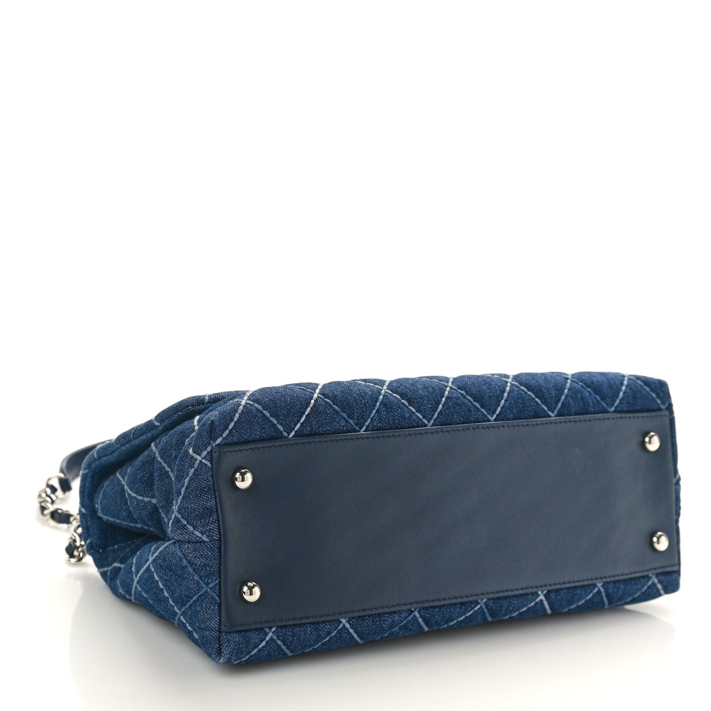 Denim Quilted Small Coco Handle Flap Blue Blue