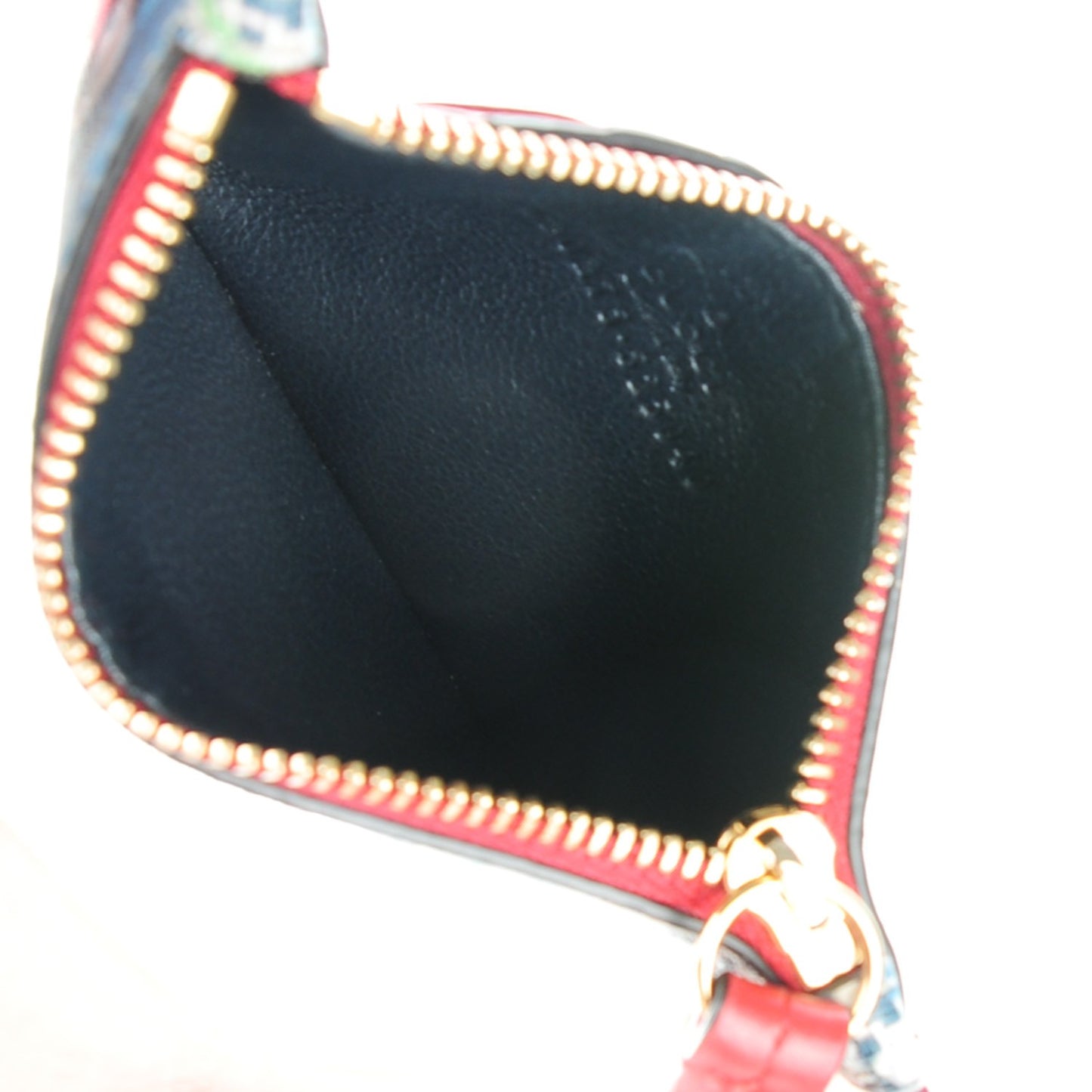 GG Supreme Monogram Blooms Coin Case Card Holder Beige Blue Navy Hibiscus Red