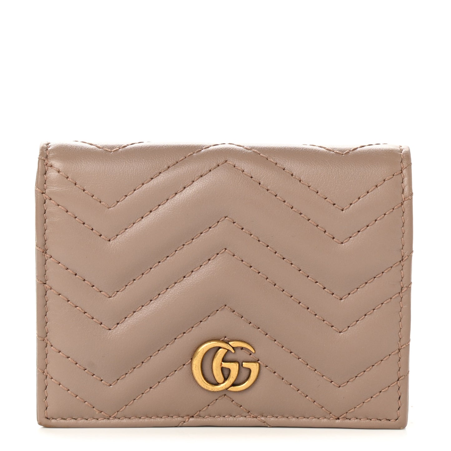 Calfskin Matelasse GG Marmont Card Case Wallet Porcelain Rose