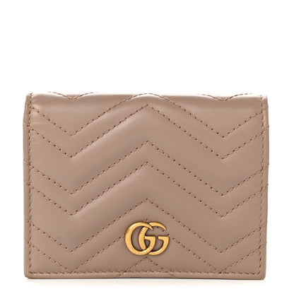 Gucci Calfskin Matelasse GG Marmont Card Case Wallet Porcelain Rose 1 of 6