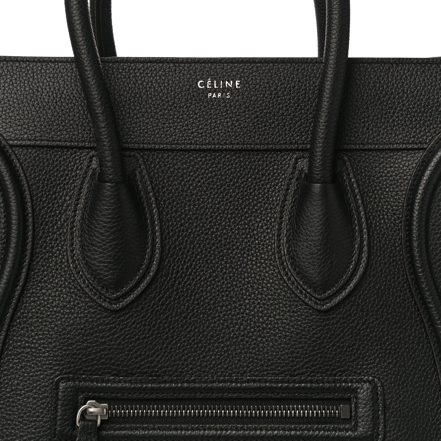 Celine Drummed Calfskin Mini Luggage Black 7 of 9
