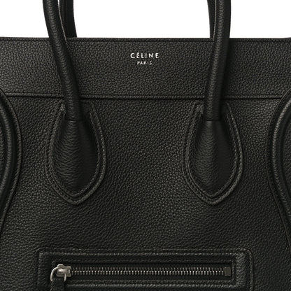 Celine Drummed Calfskin Mini Luggage Black 7 of 9