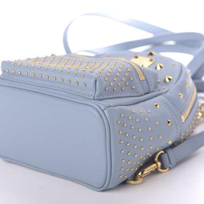 MCM Calfskin Studded Stark X-Mini Bebe Boo Backpack Sky Blue 6 of 7